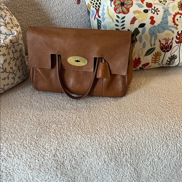 Mulberry Handbags - Authentic Mulberry Tan Leather Bag with Gold Accent